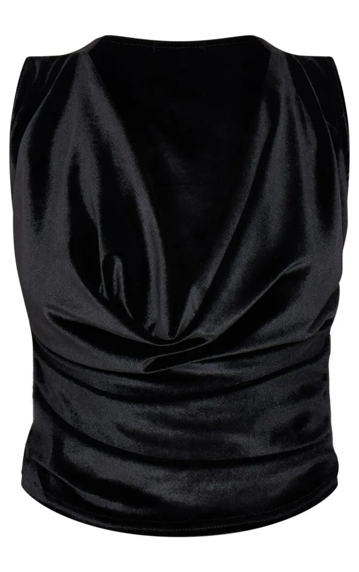 Velvet Cowl Neck Sleeveless Long Top-PrettyLittleThing Outlet