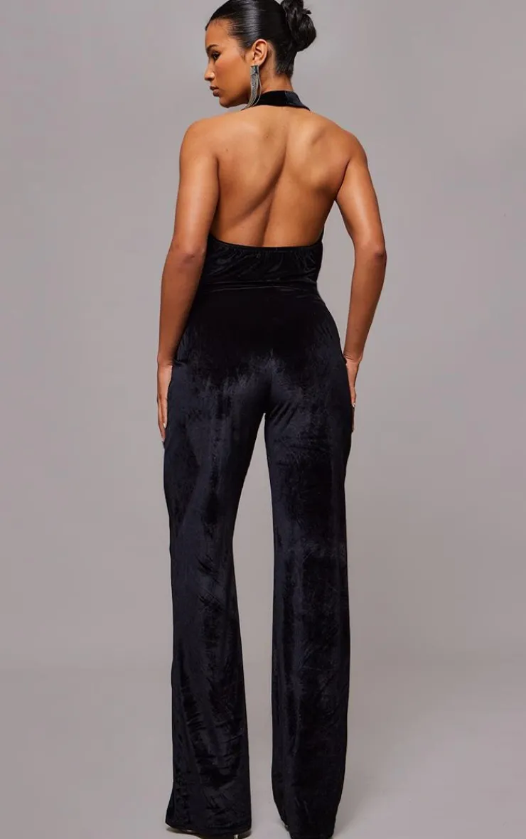 Velvet Cowl Neck Wide Leg Jumpsuit-PrettyLittleThing Hot