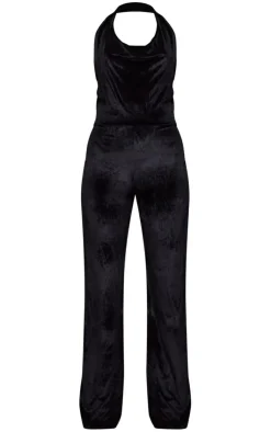 Velvet Cowl Neck Wide Leg Jumpsuit-PrettyLittleThing Hot