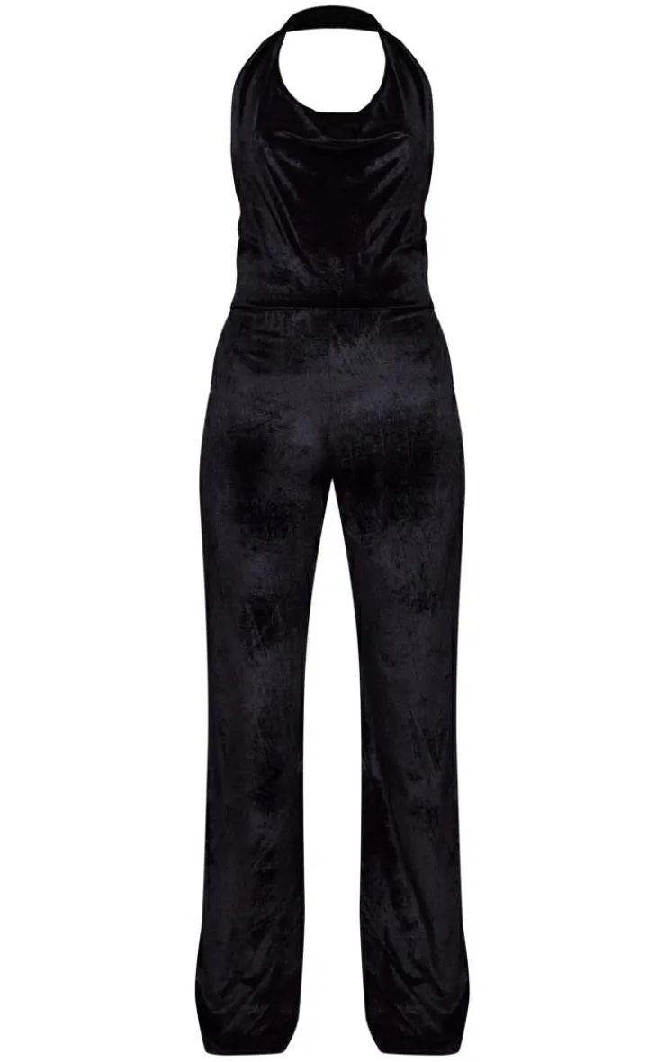 Velvet Cowl Neck Wide Leg Jumpsuit-PrettyLittleThing Hot