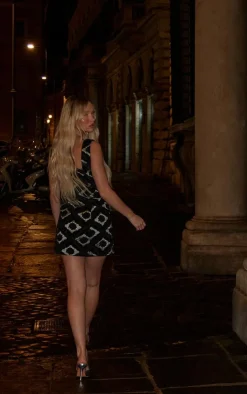 Velvet Floral Jacquard A Line Dress-PrettyLittleThing Outlet