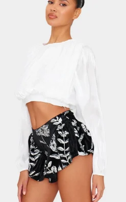 Velvet Floral Sequin Embellished Shorts-PrettyLittleThing Sale