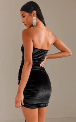 Velvet Knotted Bodycon Mini Dress-PrettyLittleThing Online