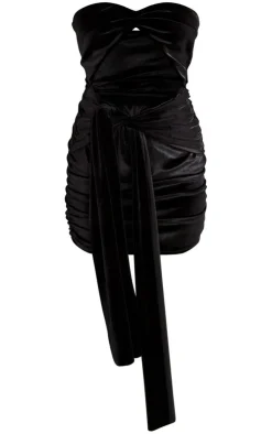 Velvet Knotted Bodycon Mini Dress-PrettyLittleThing Online