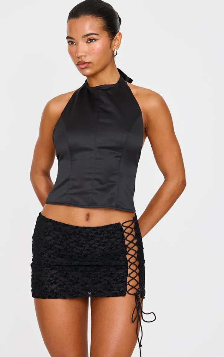 Velvet Lace Up Mini Skirt-PrettyLittleThing Best