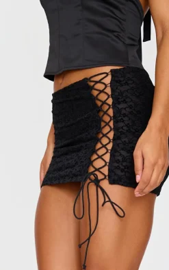 Velvet Lace Up Mini Skirt-PrettyLittleThing Best