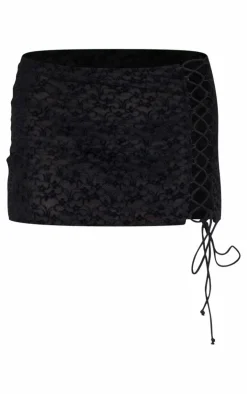 Velvet Lace Up Mini Skirt-PrettyLittleThing Best