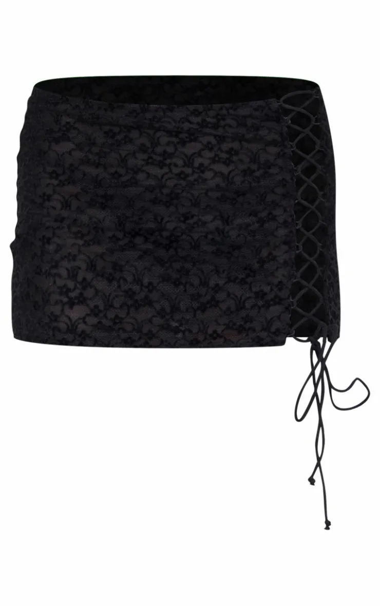 Velvet Lace Up Mini Skirt-PrettyLittleThing Best