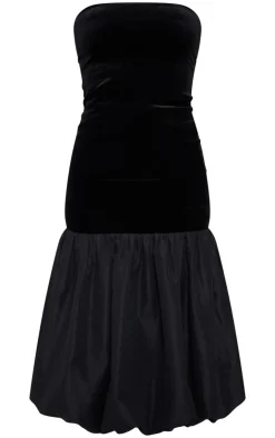 Velvet Puffball Midaxi Dress-PrettyLittleThing Outlet