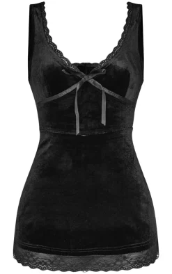 Velvet Ribbon Trim Romper-PrettyLittleThing Hot