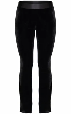 New PrettyLittleThing Velvet Satin Waistband Skinny Flare Pants Black