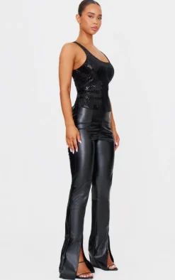 Velvet Sequin Scoop Neck Vest-PrettyLittleThing Discount