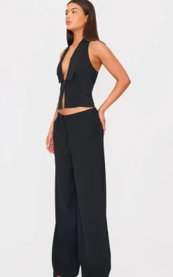 Clearance PrettyLittleThing Vest Style Halterneck Top Black