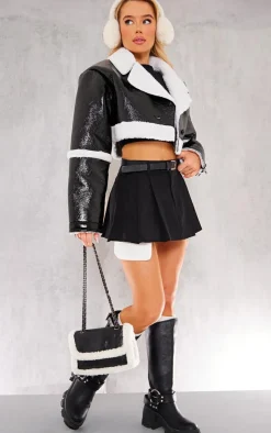 PrettyLittleThing Winter Coats & Jackets*Vinyl Borg Cropped Coat