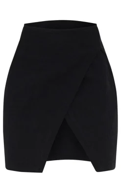 Best PrettyLittleThing Waffle Tie Wrap Mini Skirt Black