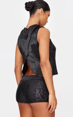 Waistband Detail Sequin Mini Shorts-PrettyLittleThing Sale