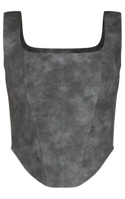 PrettyLittleThing Corsets*Washed Faux Leather Boned Corset
