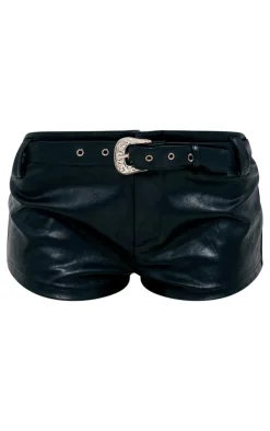 Washed Faux Leather Western Belt Hot Pants-PrettyLittleThing Sale