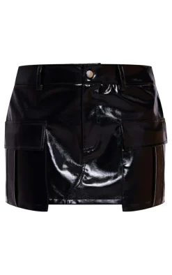 PrettyLittleThing Christmas Shop*Wet Look Pocket Micro Mini Skirt