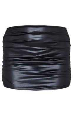 Wet Look Ruched Micro Mini Skirt-PrettyLittleThing Sale