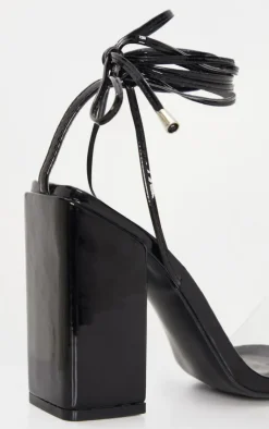 PrettyLittleThing Wide Fit Sandals*Wide Fit Block Heel Ankle Tie Strappy Sandal