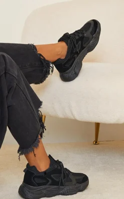 PrettyLittleThing Wide Fit Sandals*Wide Fit Chunky Bubble Sole Panelled Up Sneakers