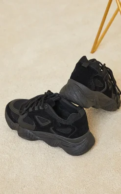 PrettyLittleThing Wide Fit Sandals*Wide Fit Chunky Bubble Sole Panelled Up Sneakers