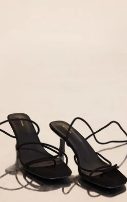 PrettyLittleThing Wide Fit Sandals*Wide Fit Faux Suede Strappy Lace Up Low Heel Sandals