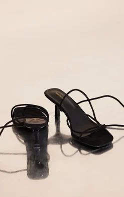 PrettyLittleThing Wide Fit Sandals*Wide Fit Faux Suede Strappy Lace Up Low Heel Sandals