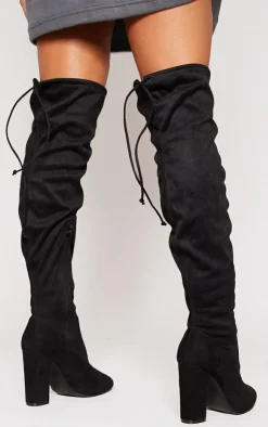 PrettyLittleThing Wide Fit Heels*Wide Fit Faux Suede Round Toe Block Heel Over The Knee Boots