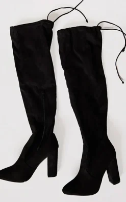 PrettyLittleThing Wide Fit Heels*Wide Fit Faux Suede Round Toe Block Heel Over The Knee Boots