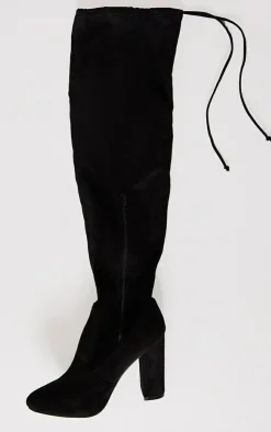 PrettyLittleThing Wide Fit Heels*Wide Fit Faux Suede Round Toe Block Heel Over The Knee Boots