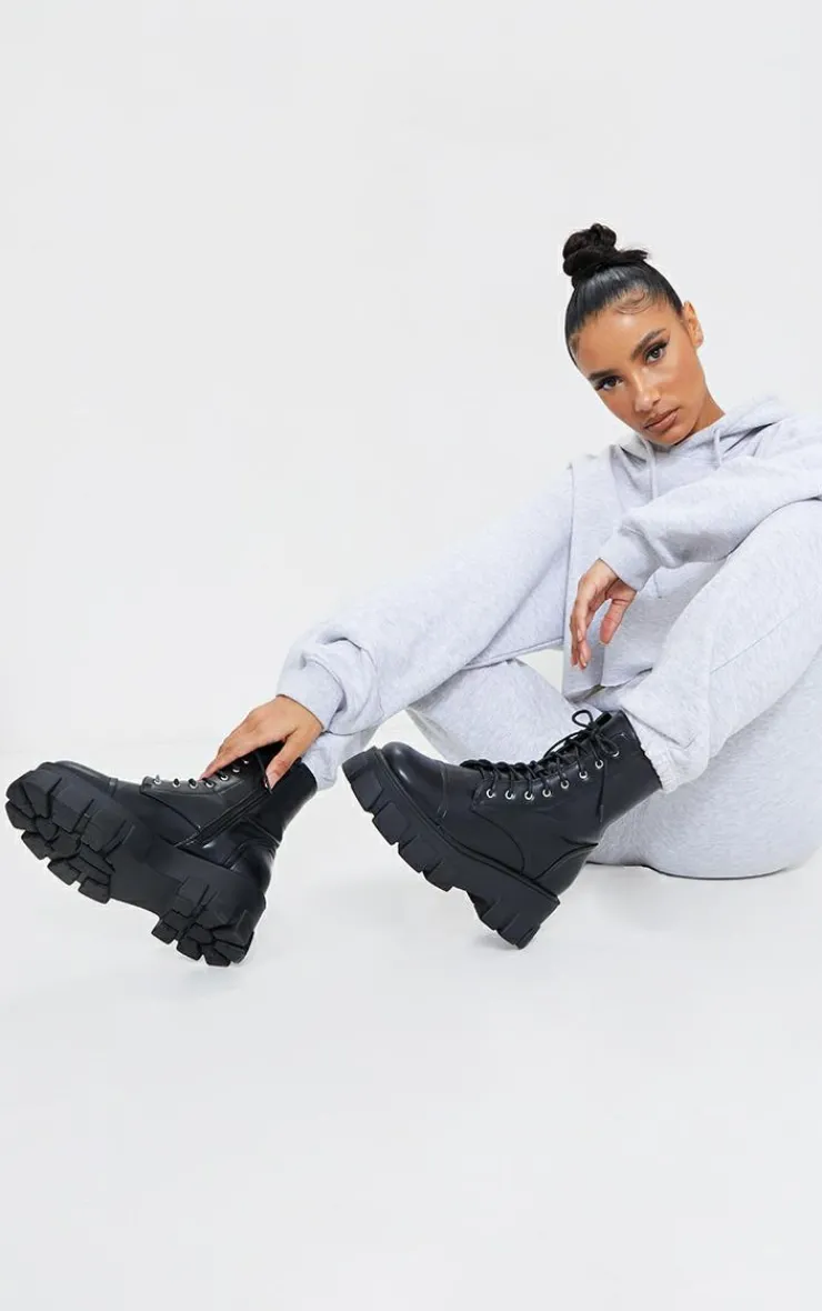 PrettyLittleThing Wide Fit Boots*Wide Fit Lace Up Extreme Chunky Combat Boots