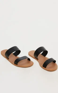 PrettyLittleThing Wide Fit Sandals*Wide Fit Leather Twin Strap Sandal