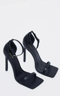 PrettyLittleThing Wide Fit Heels*WIDE FIT Pu Barely There Strappy Heeled Sandals