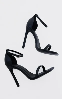 PrettyLittleThing Wide Fit Heels*WIDE FIT Pu Barely There Strappy Heeled Sandals