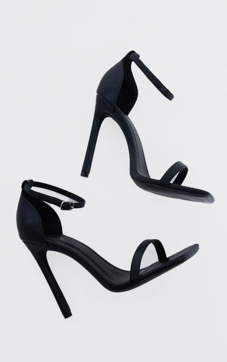 PrettyLittleThing Wide Fit Heels*WIDE FIT Pu Barely There Strappy Heeled Sandals