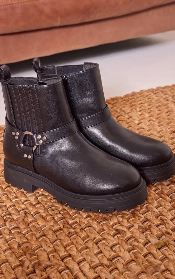 PrettyLittleThing Wide Fit Boots*Wide Fit PU Buckle Detail Ankle Boots