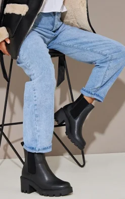 PrettyLittleThing Wide Fit Boots*Wide Fit PU Chunky Chelsea Ankle Boots