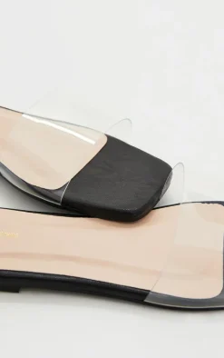 PrettyLittleThing Wide Fit Sandals*WIDE FIT PU Clear Strap Mule Sandals