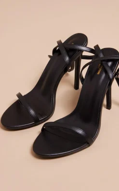 PrettyLittleThing Wide Fit Sandals*Wide Fit Pu Round Toe Barely There High Heeled Sandals