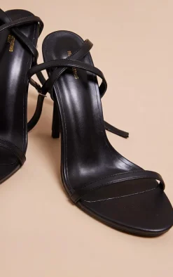 PrettyLittleThing Wide Fit Sandals*Wide Fit Pu Round Toe Barely There High Heeled Sandals