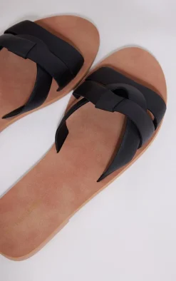 PrettyLittleThing Wide Fit Sandals*Wide Fit Real Leather Wrap Strap Mule Sandals