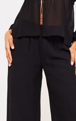 Best PrettyLittleThing Wide Leg Chiffon Pants Black