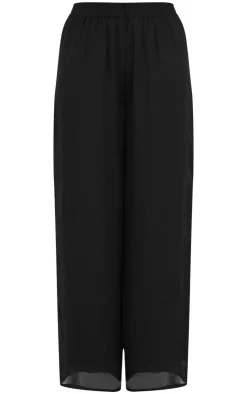 Best PrettyLittleThing Wide Leg Chiffon Pants Black
