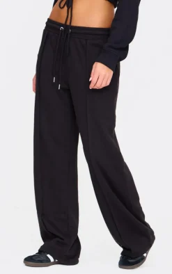 Outlet PrettyLittleThing Wide Leg Drawstring Sweatpants Black