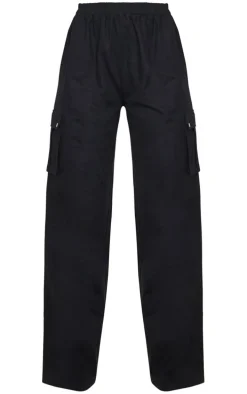 Black Wide Leg High Waisted Cargo Pants
