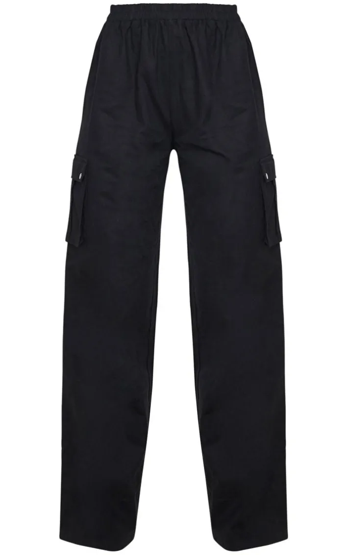 Black Wide Leg High Waisted Cargo Pants