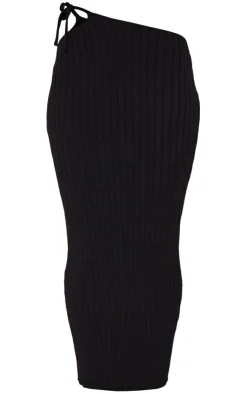 Outlet PrettyLittleThing Wide Rib Knitted Maxi Skirt Black