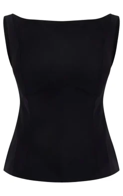 PrettyLittleThing Sleeveless Tops*Woven Boatneck Scoop Back Long Top
